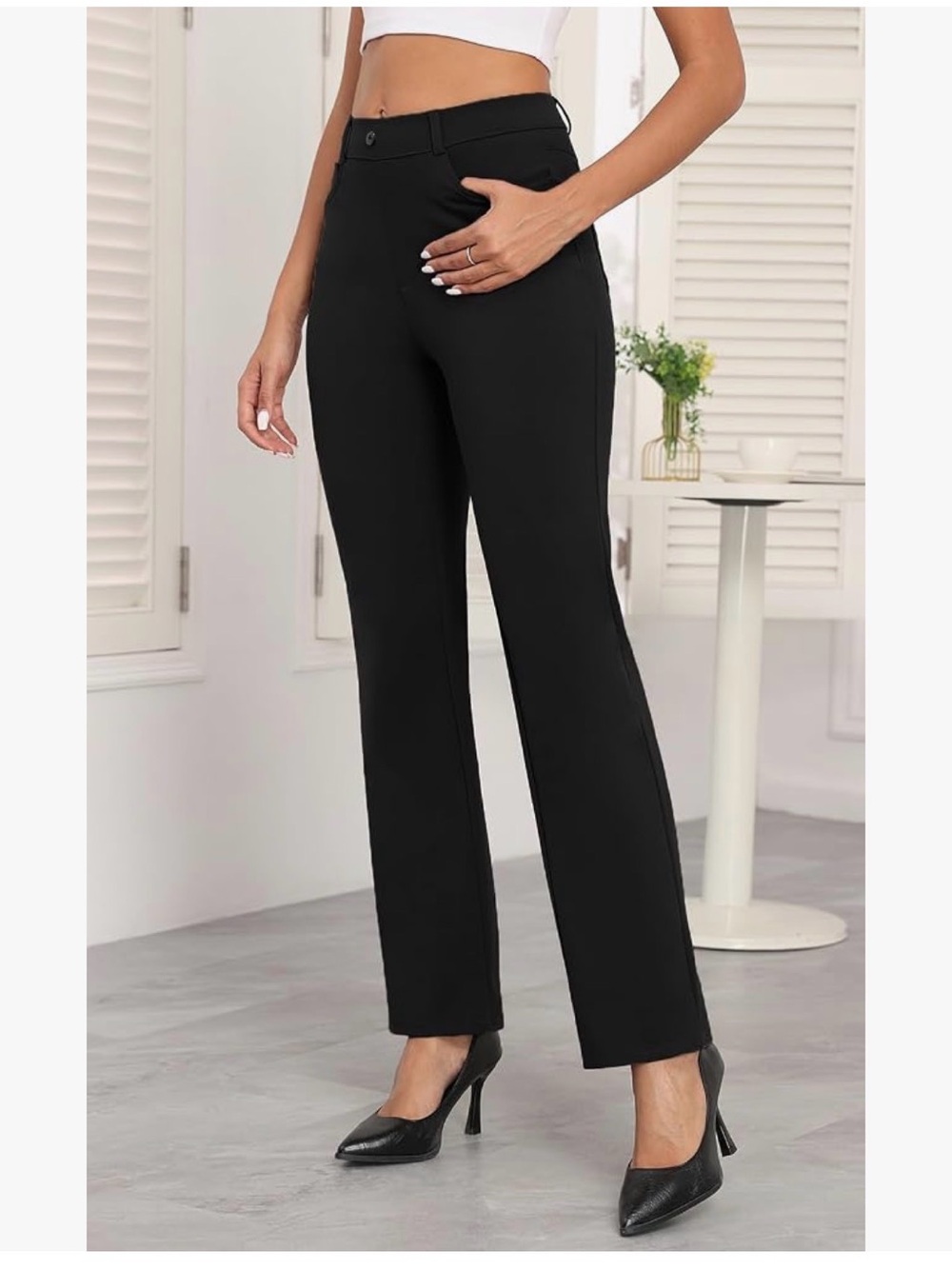 NWT Agenlulu Black High Waist Pull On Dress Pants XL Stretch